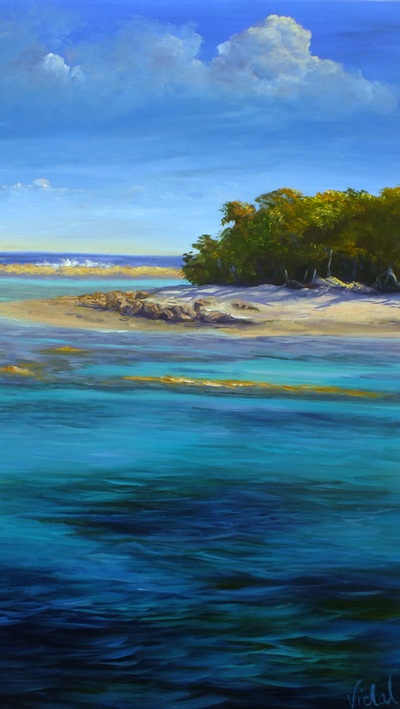 Acrylic painting Lady Musgrave Island great barrier reef Queensland